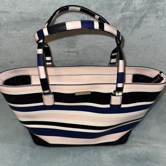 kate spade Navy and Pink Striped Tote - Picture 1 of 17